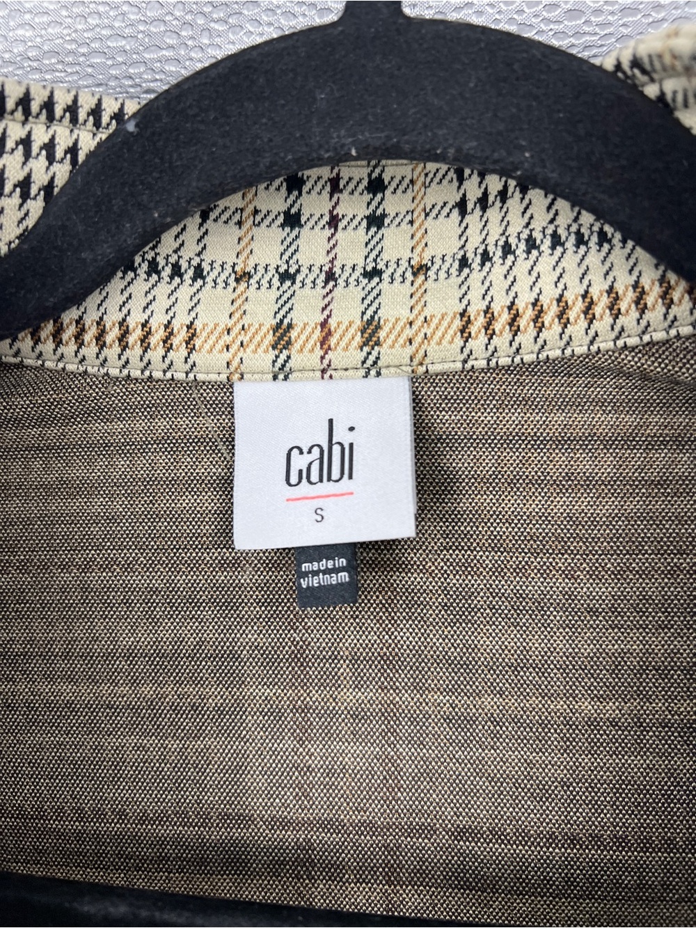 CAbi Plaid Button-Front Women's Jacket in Beige/Black 4498 - Picture 7 of 9